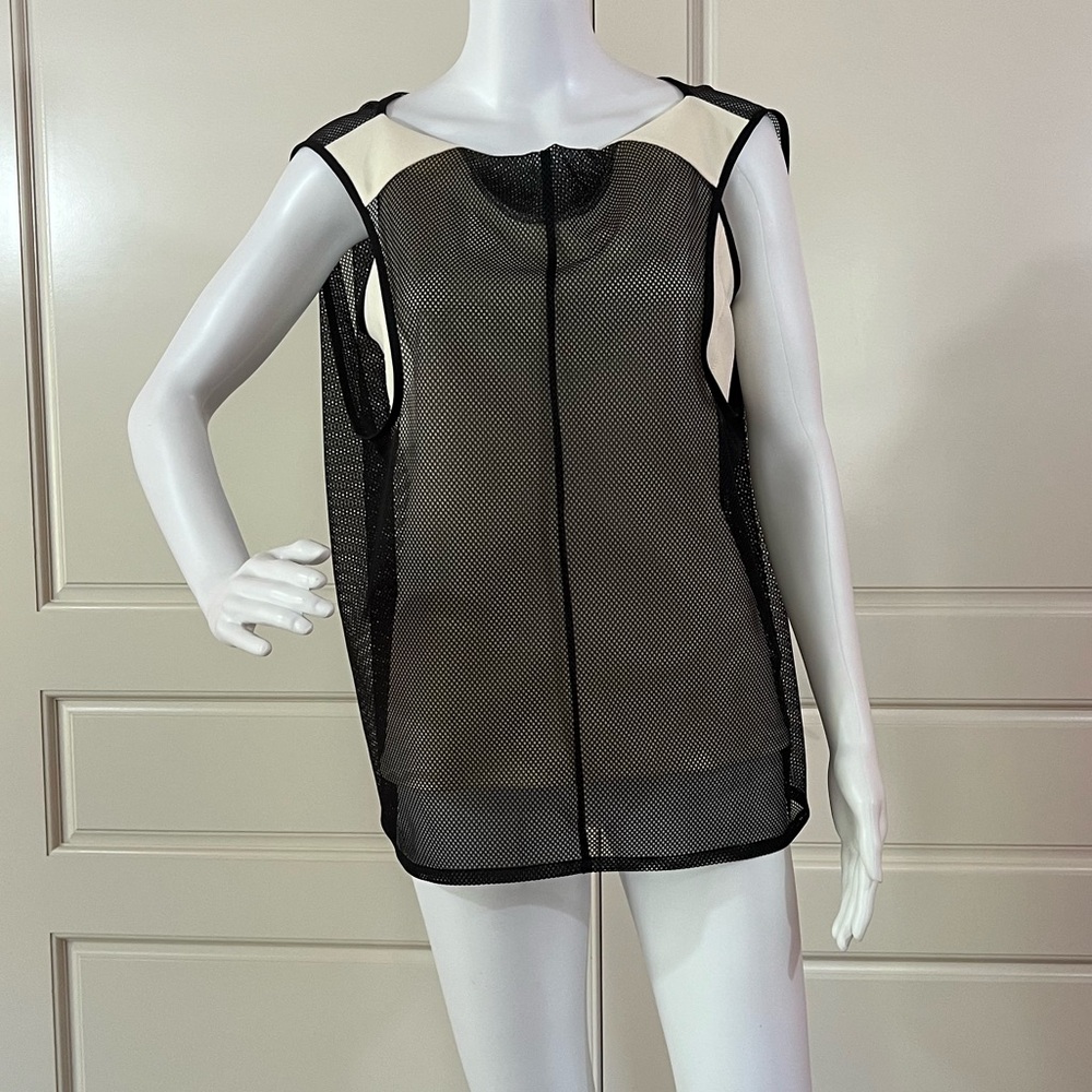 JUNYA WATANABE COMME des GARÇONS Black and Cream Mesh Top